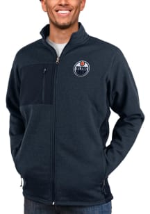 Antigua Edmonton Oilers Mens Navy Blue Course Medium Weight Jacket