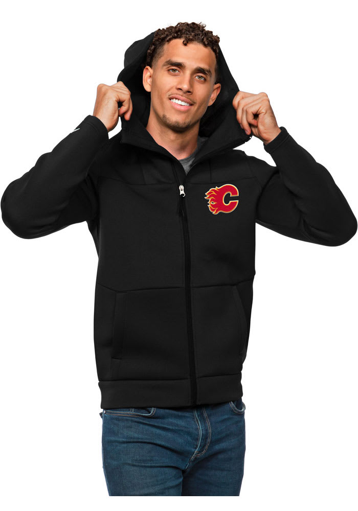 Antigua Calgary Flames Mens Black Protect Long Sleeve Full Zip Jacket