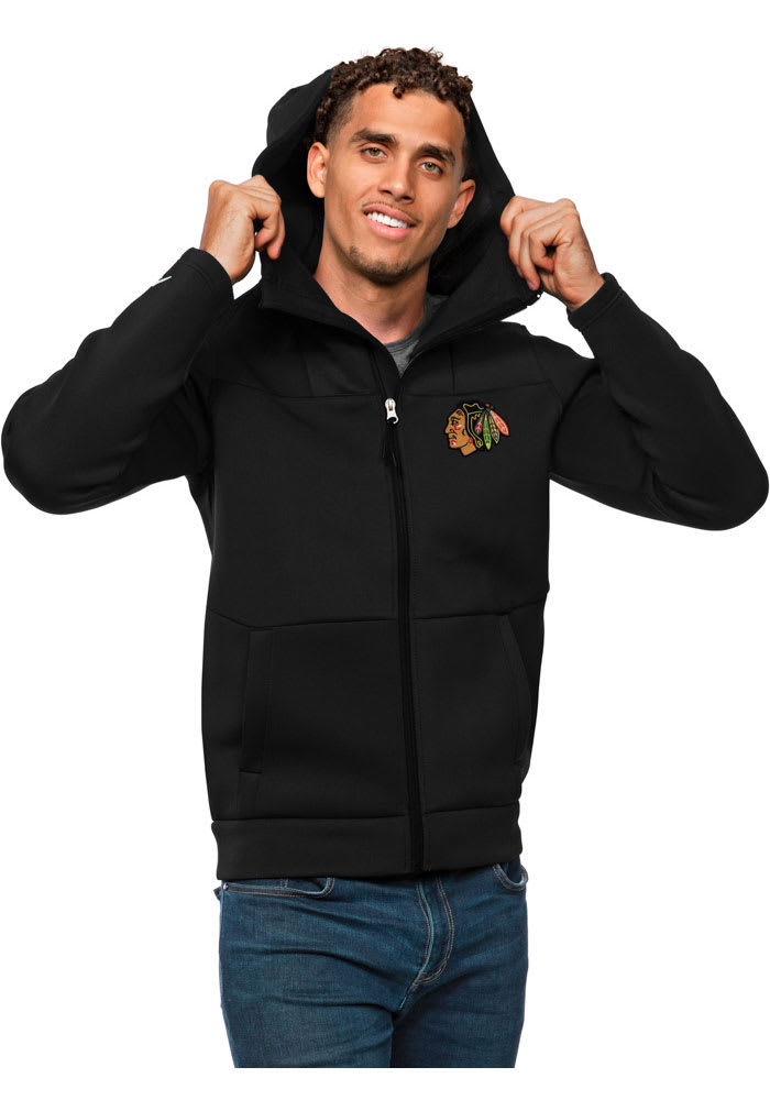 Men's Antigua Black/Charcoal Louisville Black Caps Protect Full-Zip Hoodie Size: Small