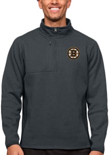 Antigua Boston Bruins Mens Charcoal Course Long Sleeve 1/4 Zip Pullover