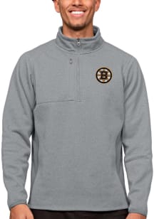 Antigua Boston Bruins Mens Grey Course Long Sleeve 1/4 Zip Pullover