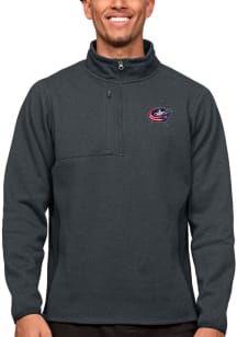 Antigua Columbus Blue Jackets Mens Charcoal Course Long Sleeve 1/4 Zip Pullover