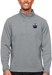 Antigua Edmonton Oilers Mens Grey Course Long Sleeve 1/4 Zip Pullover