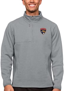 Antigua Florida Panthers Mens Grey Course Long Sleeve 1/4 Zip Pullover