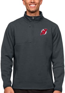 Antigua New Jersey Devils Mens Charcoal Course Long Sleeve 1/4 Zip Pullover