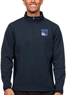Antigua New York Rangers Mens Navy Blue Course Long Sleeve 1/4 Zip Pullover