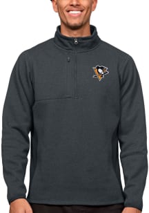 Antigua Pittsburgh Penguins Mens Charcoal Course Long Sleeve 1/4 Zip Pullover