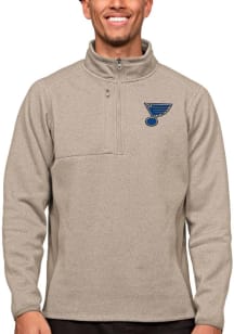 Antigua St Louis Blues Mens Oatmeal Course Long Sleeve 1/4 Zip Pullover