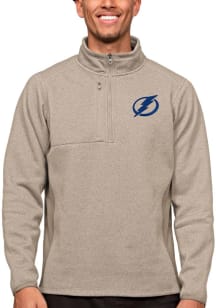 Antigua Tampa Bay Lightning Mens Oatmeal Course Long Sleeve 1/4 Zip Pullover