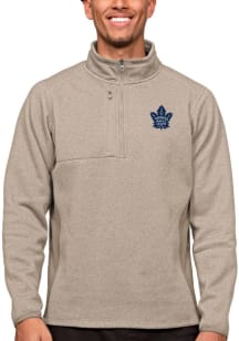 Antigua Toronto Maple Leafs Mens Oatmeal Course Long Sleeve 1/4 Zip Pullover