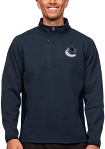 Antigua Vancouver Canucks Mens Navy Blue Course Long Sleeve 1/4 Zip Pullover
