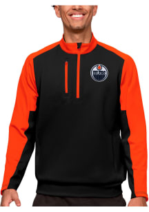 Antigua Edmonton Oilers Mens Black Team Long Sleeve 1/4 Zip Pullover