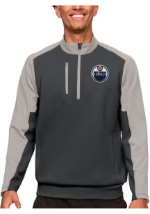 Antigua Edmonton Oilers Mens Grey Team Long Sleeve 1/4 Zip Pullover