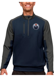Antigua Edmonton Oilers Mens Navy Blue Team Long Sleeve 1/4 Zip Pullover