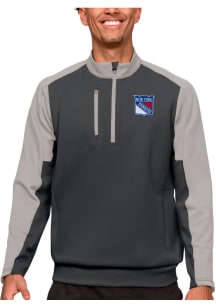 Antigua New York Rangers Mens Grey Team Long Sleeve 1/4 Zip Pullover