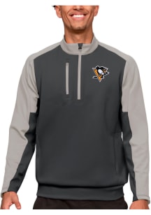 Antigua Pittsburgh Penguins Mens Grey Team Long Sleeve 1/4 Zip Pullover