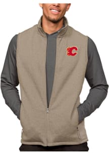 Antigua Calgary Flames Mens Oatmeal Course Sleeveless Jacket