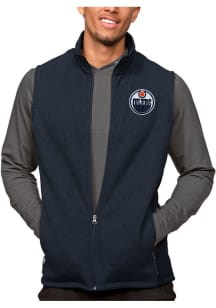 Antigua Edmonton Oilers Mens Navy Blue Course Sleeveless Jacket