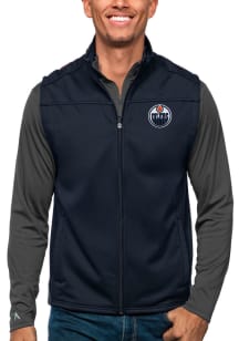 Antigua Edmonton Oilers Mens Navy Blue Links Golf Sleeveless Jacket