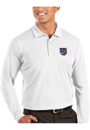 Antigua Sacramento Kings Mens White Tribute Long Sleeve Polo Shirt