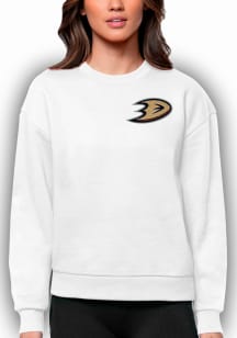 Antigua Anaheim Ducks Womens White Victory Crew Sweatshirt