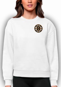 Antigua Boston Bruins Womens White Victory Crew Sweatshirt