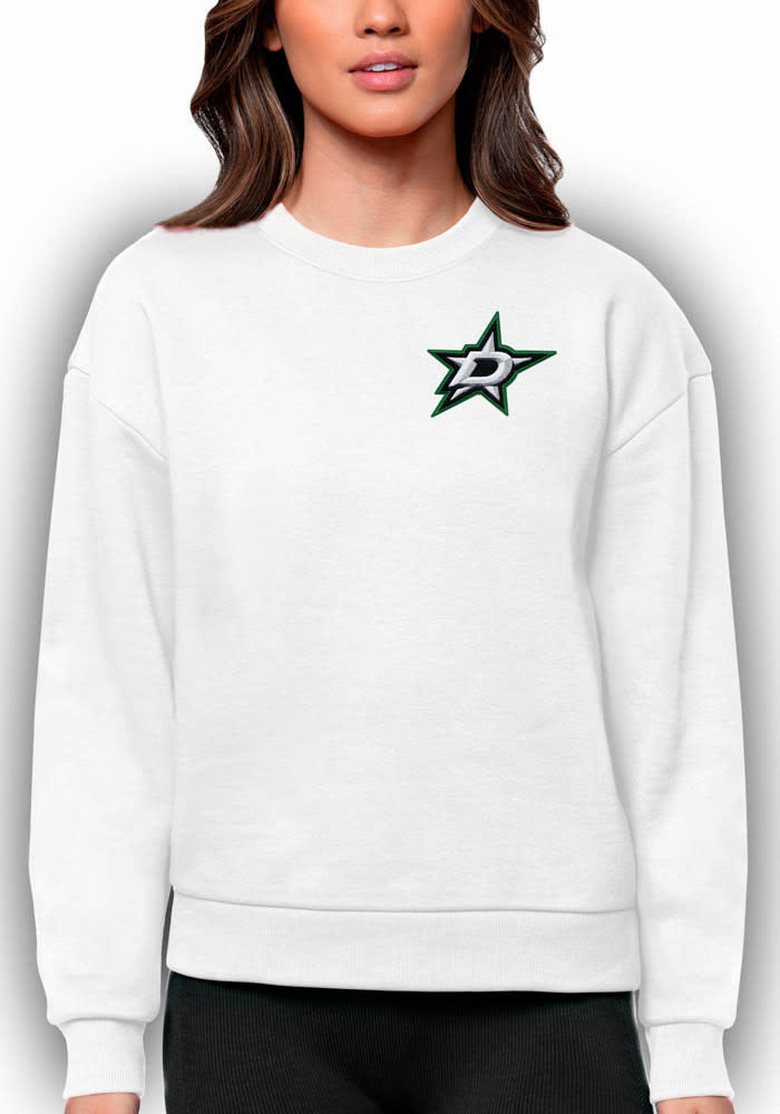 Antigua Dallas Stars Womens White Victory Crew Sweatshirt