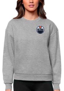 Antigua Edmonton Oilers Womens Grey Victory Crew Sweatshirt