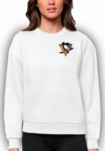 Antigua Pittsburgh Penguins Womens White Victory Crew Sweatshirt