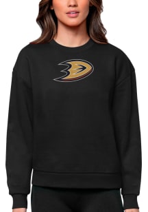 Antigua Anaheim Ducks Womens Black Victory Crew Sweatshirt