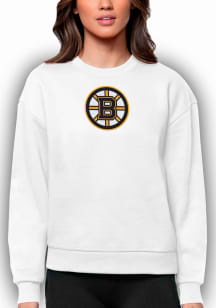 Antigua Boston Bruins Womens White Victory Crew Sweatshirt