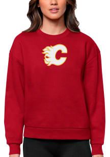 Antigua Calgary Flames Womens Red Victory Crew Sweatshirt