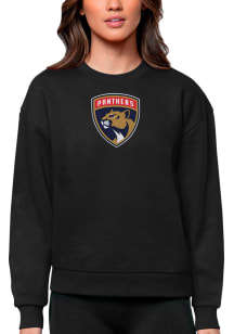 Antigua Florida Panthers Womens Black Full Front Victory Crew Sweatshirt