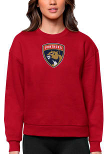 Antigua Florida Panthers Womens Red Full Front Victory Crew Sweatshirt