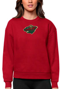 Antigua Minnesota Wild Womens Red Victory Crew Sweatshirt