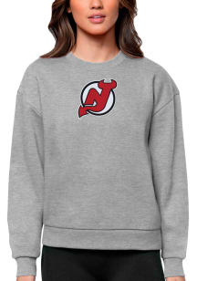Antigua New Jersey Devils Womens Grey Victory Crew Sweatshirt