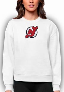 Antigua New Jersey Devils Womens White Victory Crew Sweatshirt