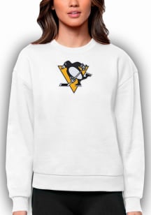 Antigua Pittsburgh Penguins Womens White Victory Crew Sweatshirt