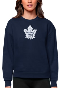 Antigua Toronto Maple Leafs Womens Navy Blue Victory Crew Sweatshirt