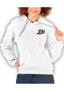 Antigua Anaheim Ducks Womens White Victory Hooded Sweatshirt