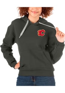 Antigua Calgary Flames Womens Charcoal Victory Hooded Sweatshirt