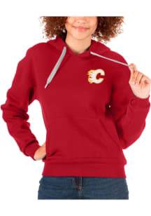 Antigua Calgary Flames Womens Red Victory Hooded Sweatshirt