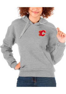 Antigua Calgary Flames Womens Grey Victory Hooded Sweatshirt