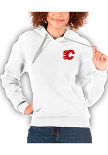 Antigua Calgary Flames Womens White Victory Hooded Sweatshirt
