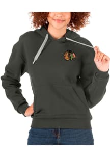 Antigua Chicago Blackhawks Womens Charcoal Victory Hooded Sweatshirt
