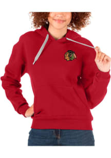 Antigua Chicago Blackhawks Womens Red Victory Hooded Sweatshirt