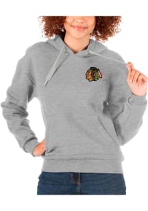 Antigua Chicago Blackhawks Womens Grey Victory Hooded Sweatshirt