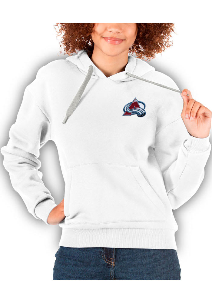 Antigua Colorado Avalanche Women's White Victory Crew Sweatshirt, White, 65% Cotton / 35% POLYESTER, Size XL, Rally House