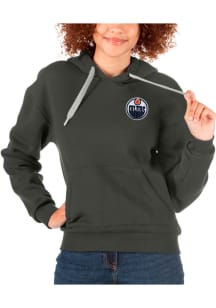 Antigua Edmonton Oilers Womens Charcoal Victory Hooded Sweatshirt