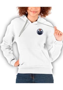 Antigua Edmonton Oilers Womens White Victory Hooded Sweatshirt
